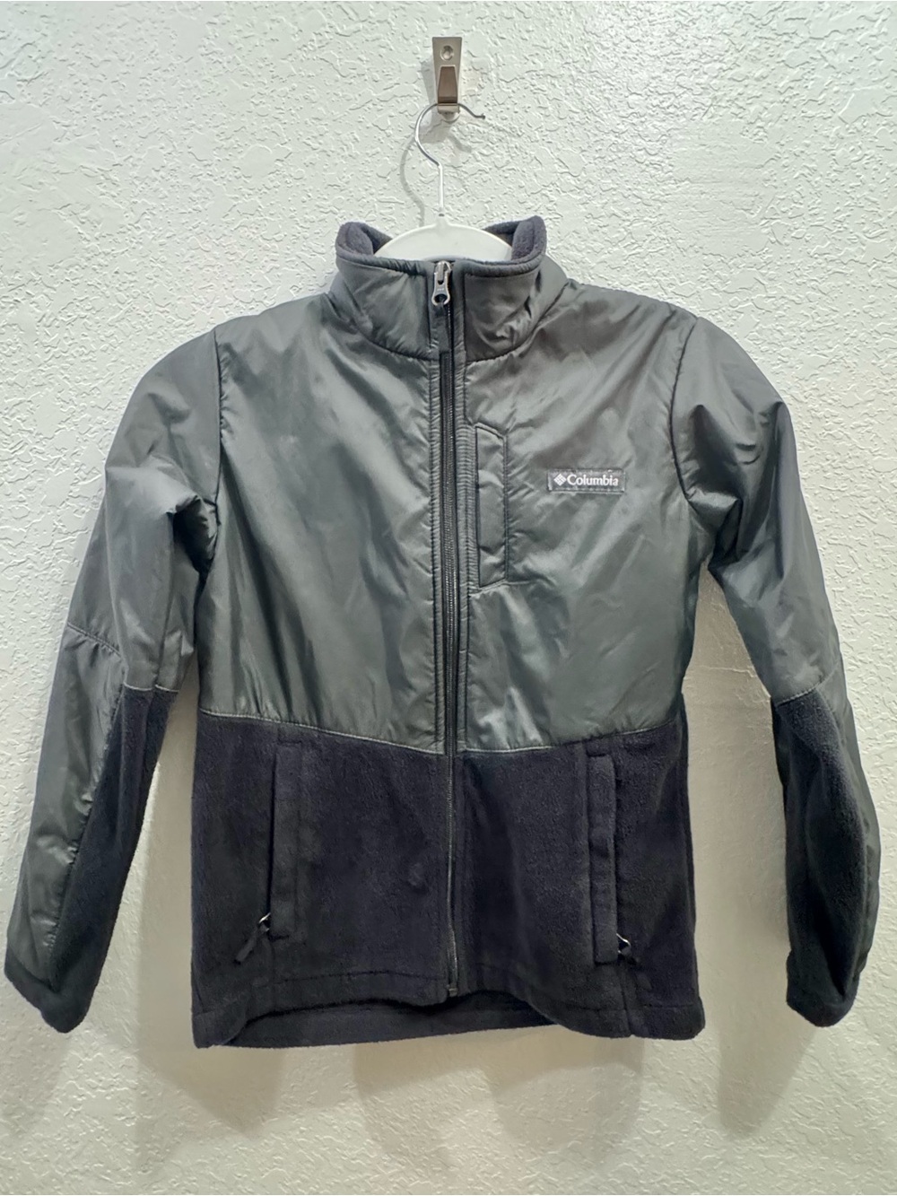 Columbia Youth M Steens Mt Fleece Jacket Gray Black Earthy Streetwear Sporty